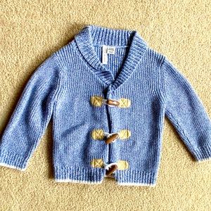 JANIE and JACK blue toggle cardigan 6-12 months